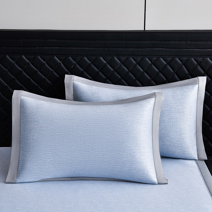 91家纺网 家纺一手货源 找家纺 小牛席业 2026新款铃兰冷感冰丝席凉席席子 铃兰-蓝色