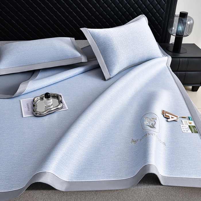 91家纺网 家纺一手货源 找家纺 小牛席业 2026新款铃兰冷感冰丝席凉席席子 铃兰-蓝色