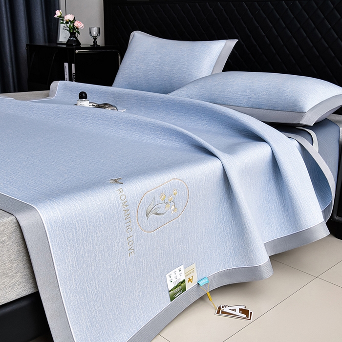 小牛席业 2026新款铃兰冷感冰丝席凉席席子 铃兰-蓝色