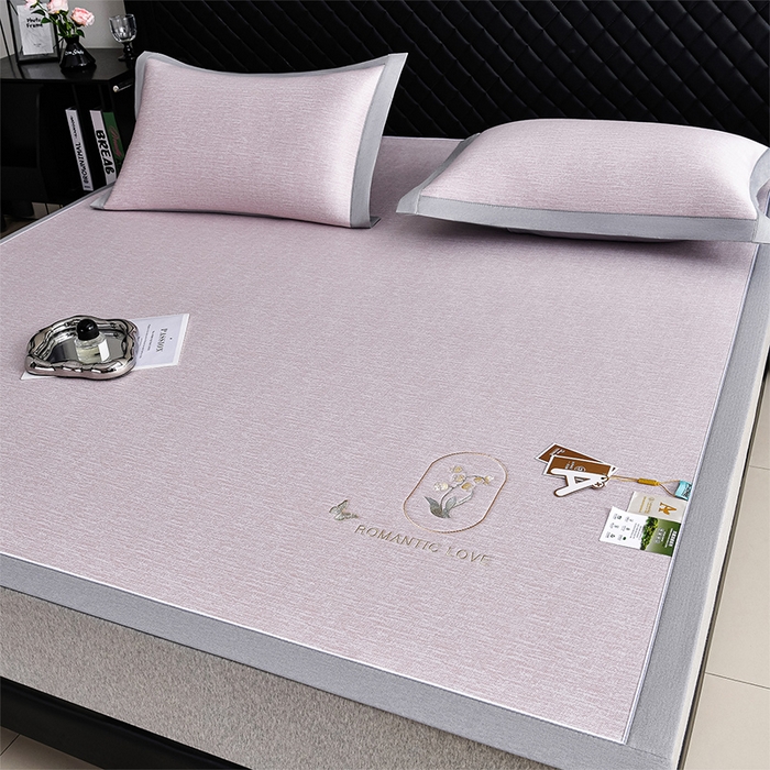 91家纺网 家纺一手货源 找家纺 小牛席业 2026新款铃兰冷感冰丝席凉席席子 铃兰-粉色