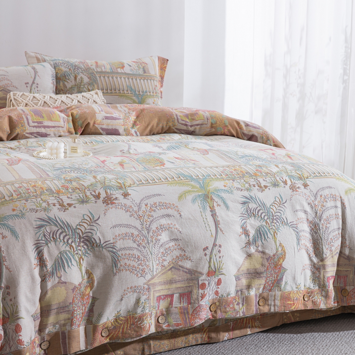 91家纺网 家纺一手货源 找家纺 双层纱家居 2026新款小清新双层纱四件套 亭亭玉立