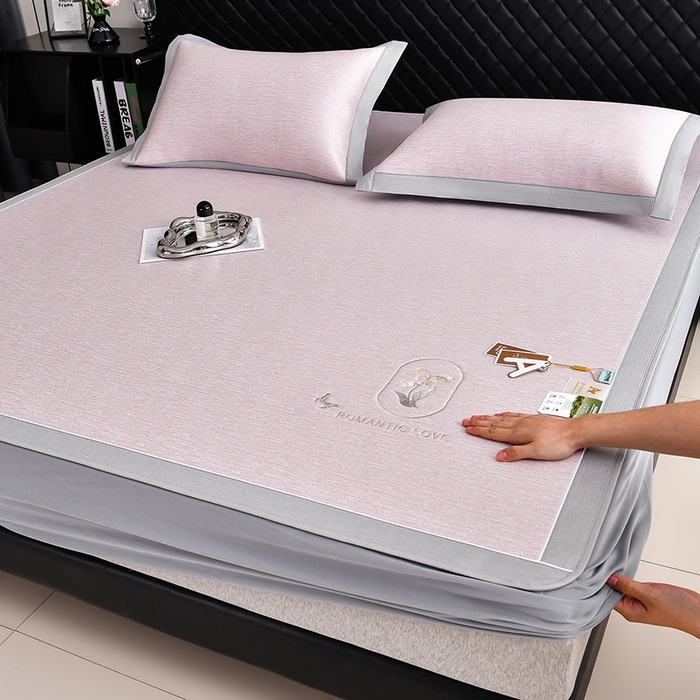 91家纺网 家纺一手货源 找家纺 （总）小牛席业 2026新款铃兰冷感冰丝席凉席席子床笠款