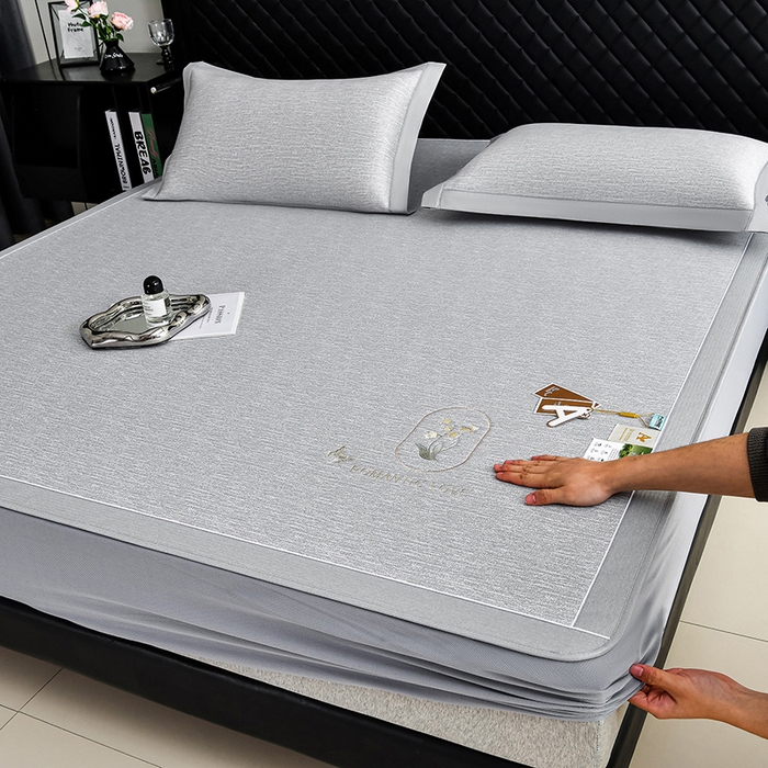 91家纺网 家纺一手货源 找家纺 （总）小牛席业 2026新款铃兰冷感冰丝席凉席席子床笠款