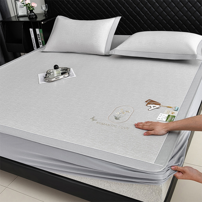 91家纺网 家纺一手货源 找家纺 （总）小牛席业 2026新款铃兰冷感冰丝席凉席席子床笠款