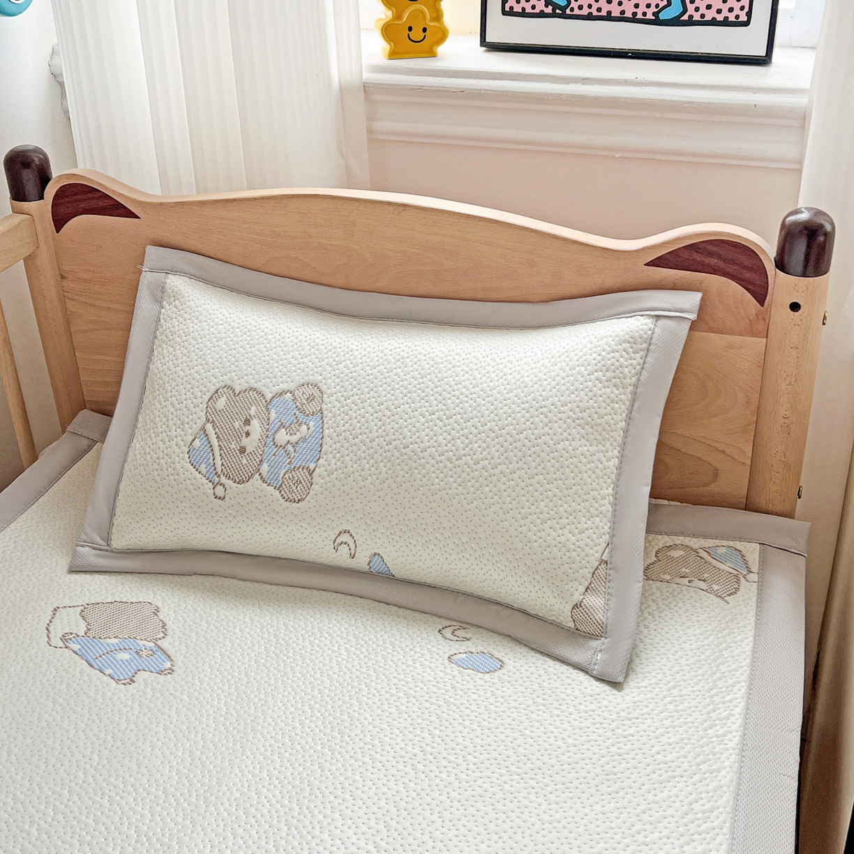 91家纺网 家纺一手货源 找家纺 富馨莱 2026年新款儿童幼儿园豆豆席凉席席子支持一件定制 可爱熊