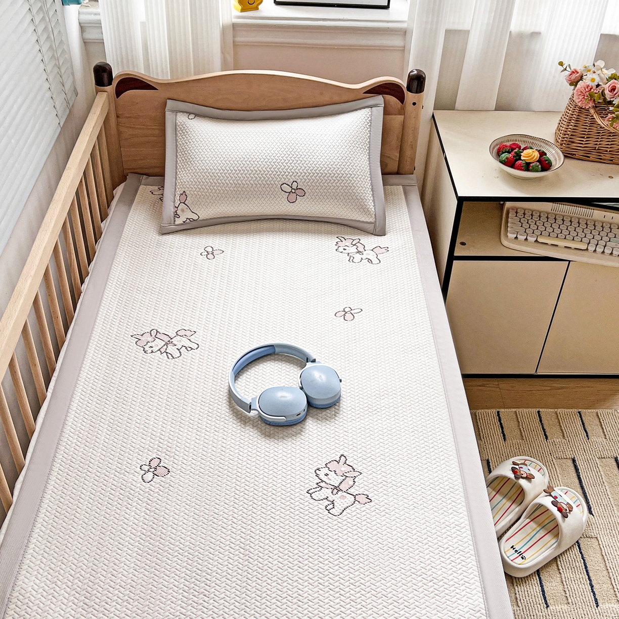 91家纺网 家纺一手货源 找家纺 富馨莱 2026年新款儿童幼儿园豆豆席凉席席子支持一件定制 吉祥小马