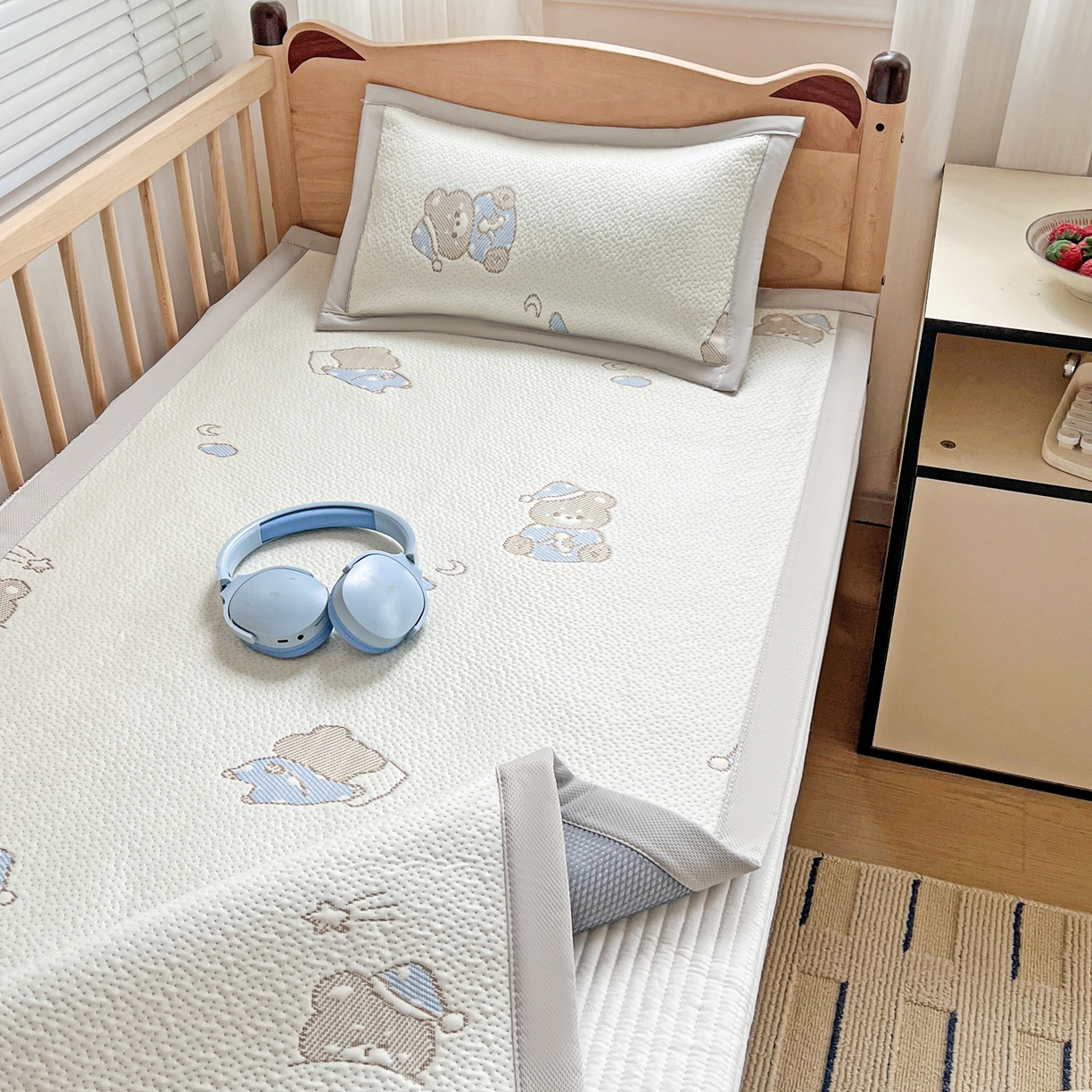 91家纺网 家纺一手货源 找家纺 富馨莱 2026年新款儿童幼儿园豆豆席凉席席子支持一件定制 可爱熊