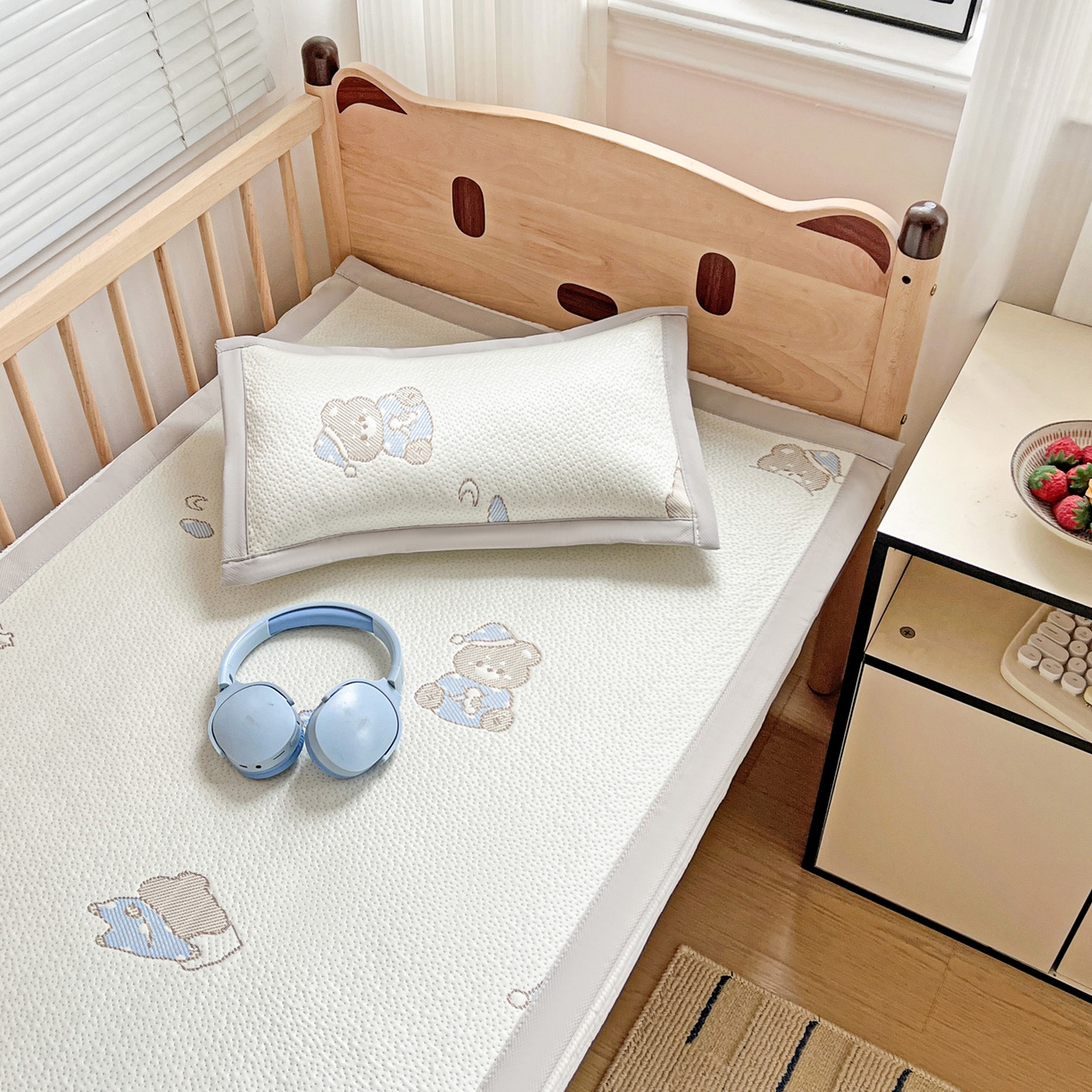 91家纺网 家纺一手货源 找家纺 富馨莱 2026年新款儿童幼儿园豆豆席凉席席子支持一件定制 可爱熊