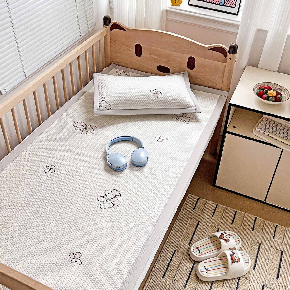 91家纺网 家纺一手货源 找家纺 富馨莱 2026年新款儿童幼儿园豆豆席凉席席子支持一件定制 吉祥小马