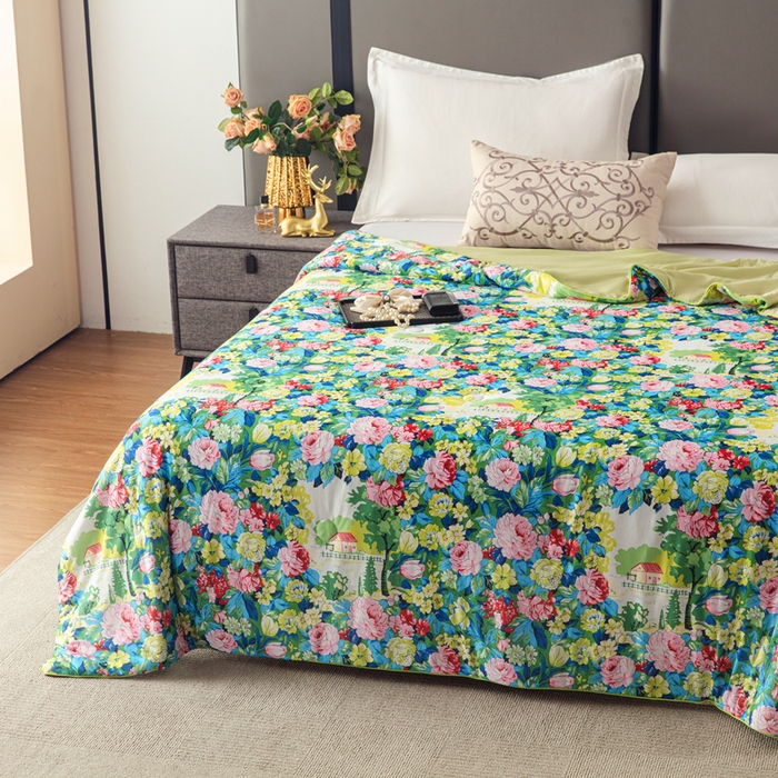 91家纺网 家纺一手货源 找家纺 （总）莉雅居 2026新款A类凉感丝数码印花工艺夏凉被-普罗旺斯