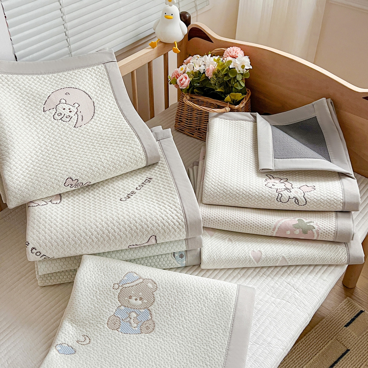 91家纺网 家纺一手货源 找家纺 （总）富馨莱 2026年新款儿童幼儿园豆豆席凉席席子支持一件定制