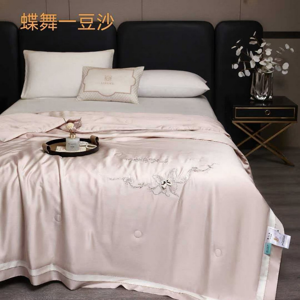 91家纺网 家纺一手货源 找家纺 （总）博尔菲 2026新款100%莱赛尔蚕丝夏被-蝶舞