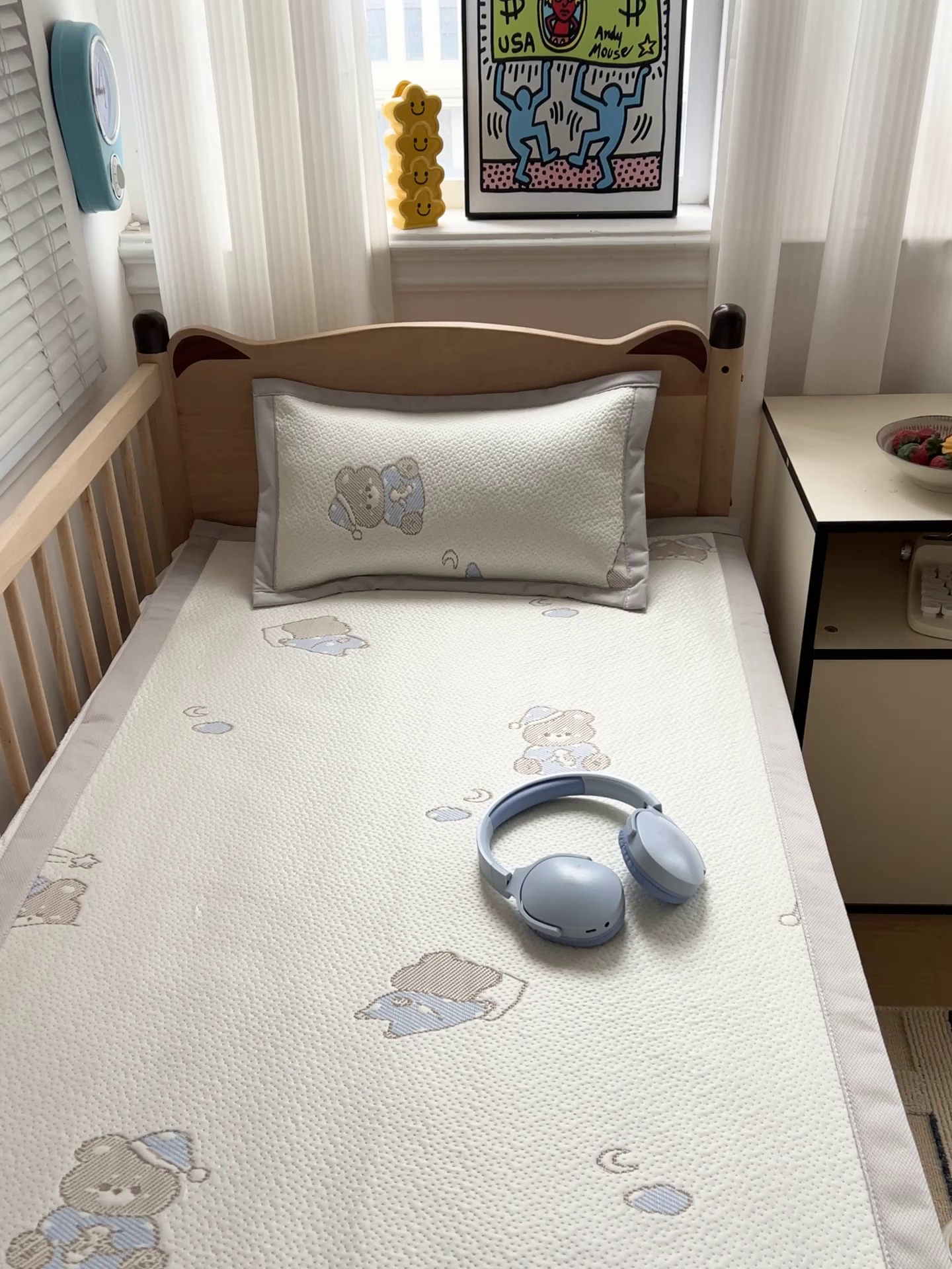 91家纺网 家纺一手货源 找家纺 富馨莱 2026年新款儿童幼儿园豆豆席凉席席子支持一件定制 可爱熊