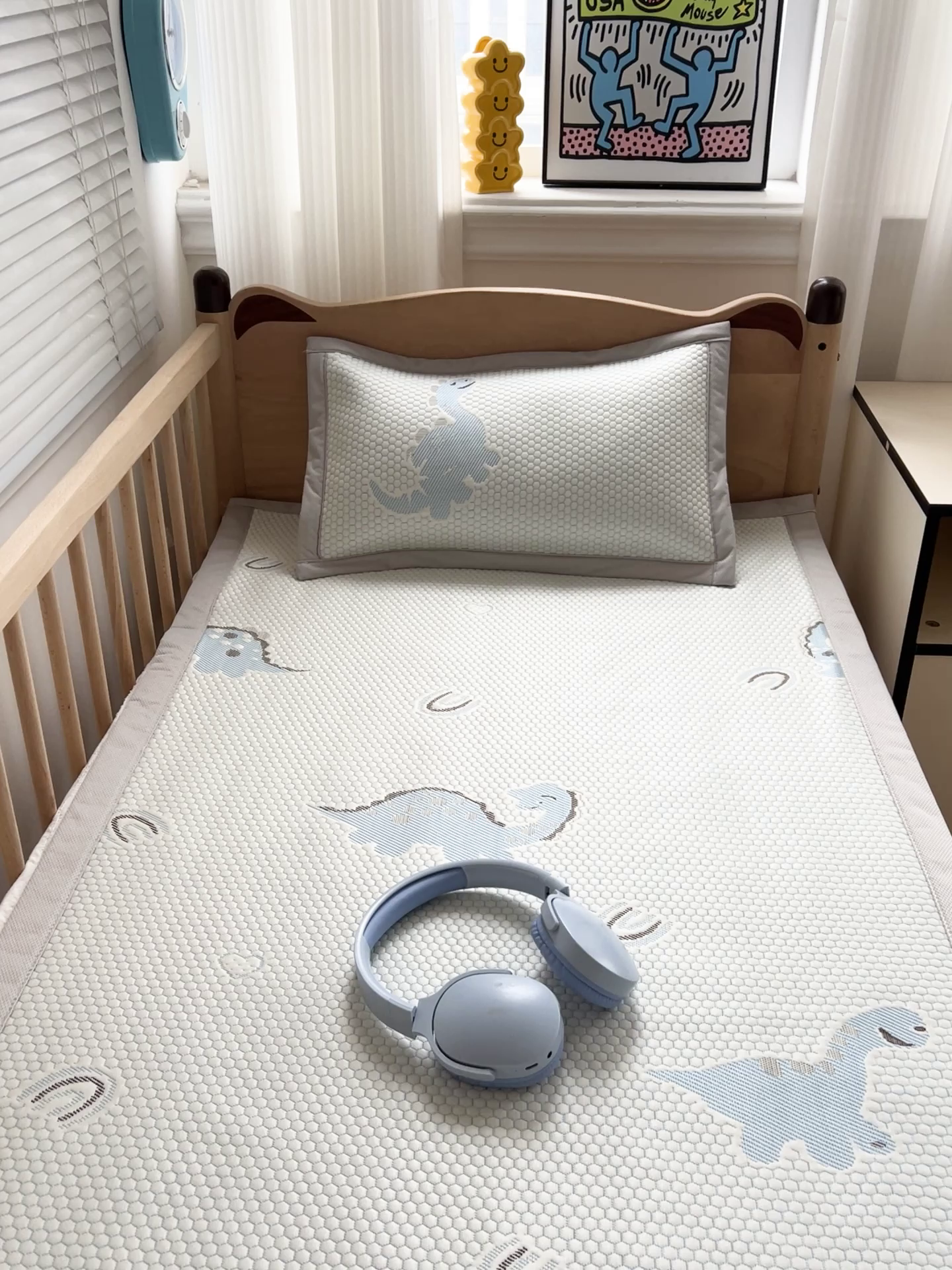 91家纺网 家纺一手货源 找家纺 富馨莱 2026年新款儿童幼儿园豆豆席凉席席子支持一件定制 小恐龙