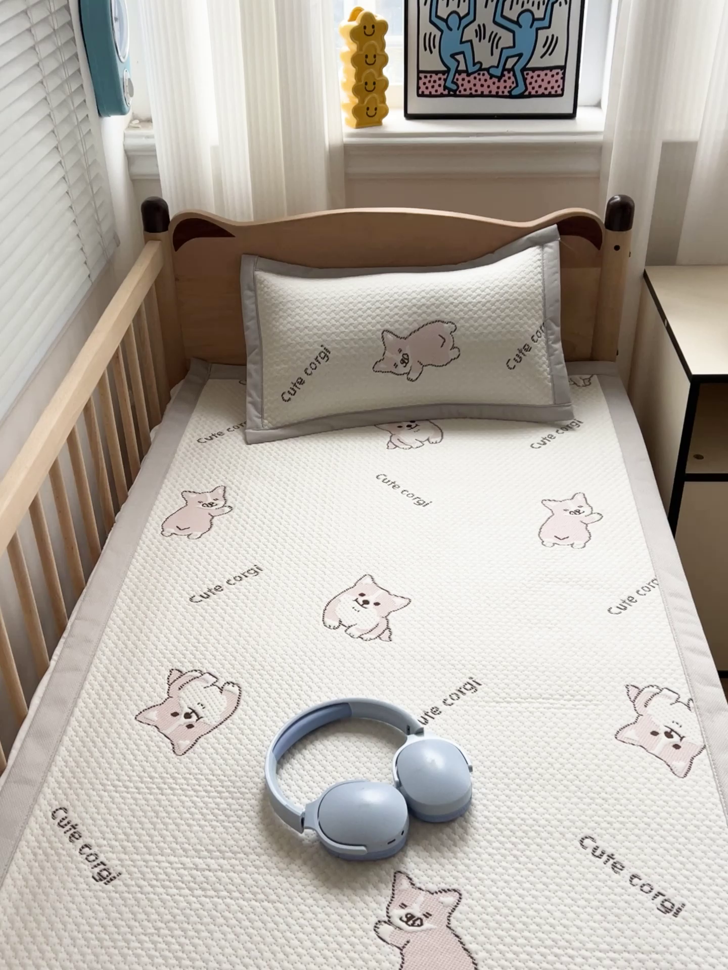 91家纺网 家纺一手货源 找家纺 富馨莱 2026年新款儿童幼儿园豆豆席凉席席子支持一件定制 小狗-柯基