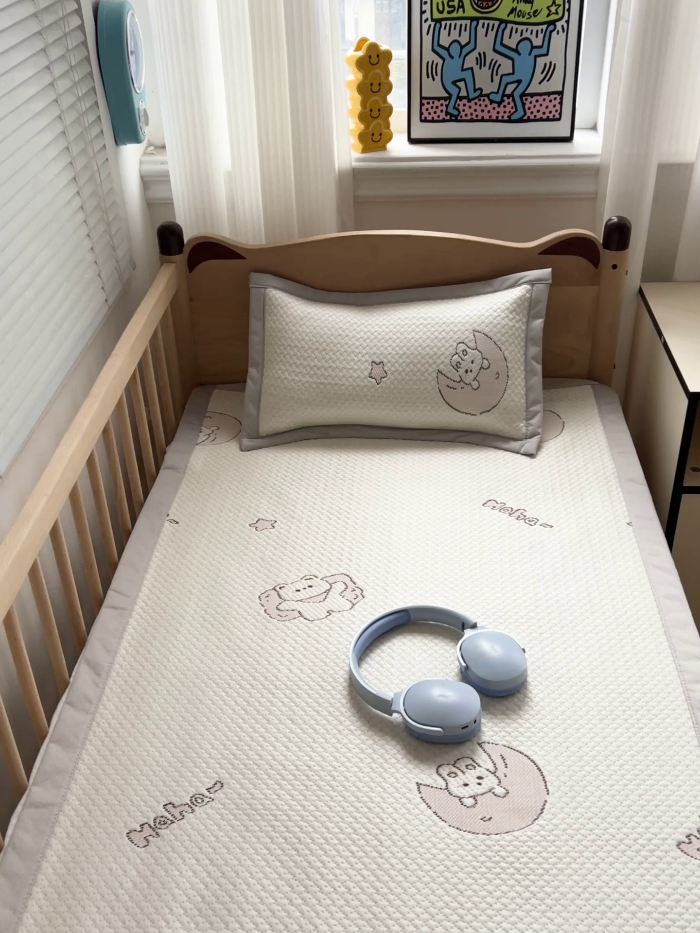 91家纺网 家纺一手货源 找家纺 富馨莱 2026年新款儿童幼儿园豆豆席凉席席子支持一件定制 兔宝贝