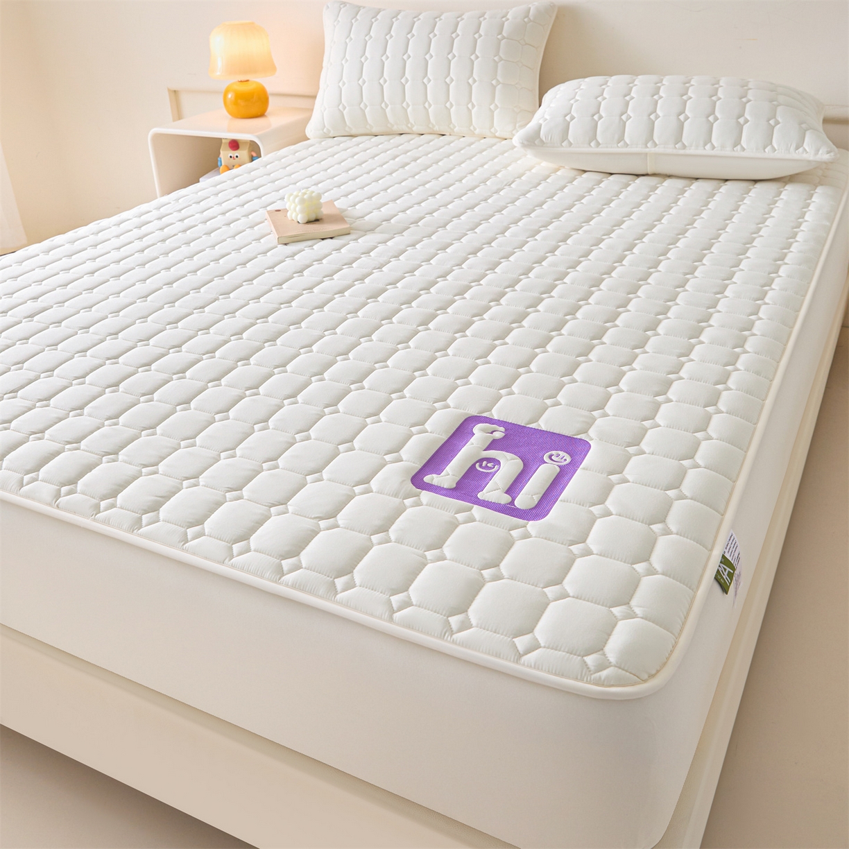 91家纺网 家纺一手货源 找家纺 （总）居眠 2026新款A类棉花夹棉防水床笠-Hi smile