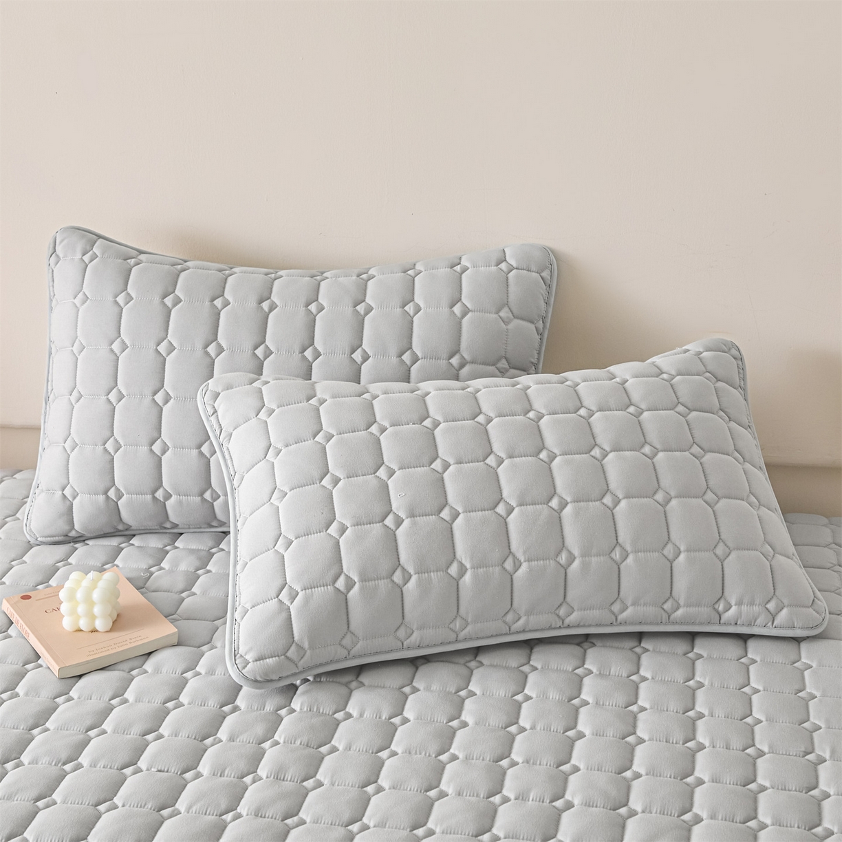 91家纺网 家纺一手货源 找家纺 居眠 2026新款A类棉花夹棉防水床笠-Hi smile Hi smile-灰