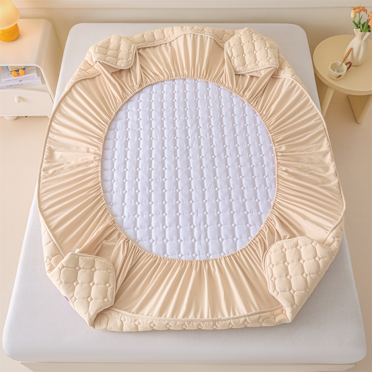 91家纺网 家纺一手货源 找家纺 居眠 2026新款A类棉花夹棉防水床笠-Hi smile Hi smile-卡