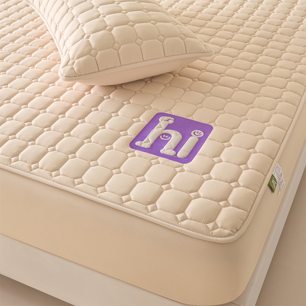 91家纺网 家纺一手货源 找家纺 居眠 2026新款A类棉花夹棉防水床笠-Hi smile Hi smile-卡