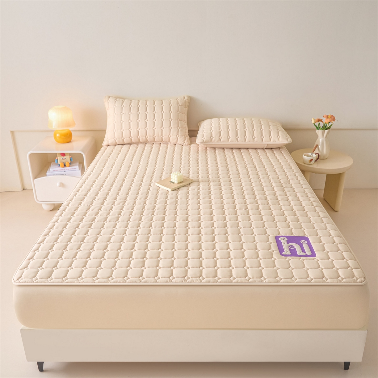 91家纺网 家纺一手货源 找家纺 居眠 2026新款A类棉花夹棉防水床笠-Hi smile Hi smile-卡