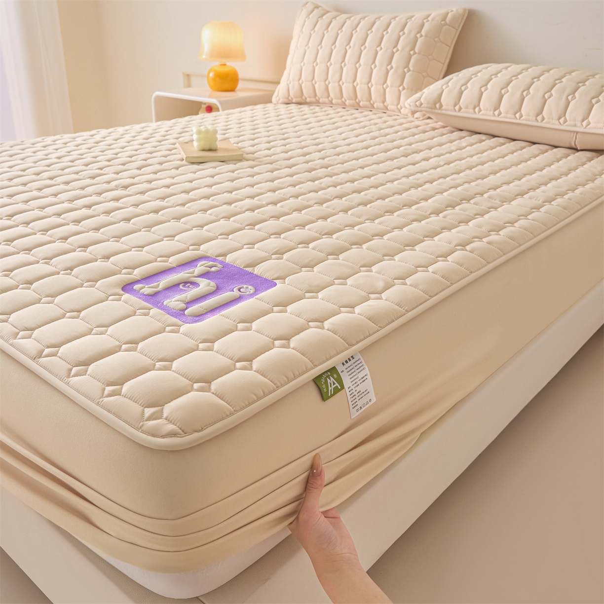 91家纺网 家纺一手货源 找家纺 居眠 2026新款A类棉花夹棉防水床笠-Hi smile Hi smile-卡