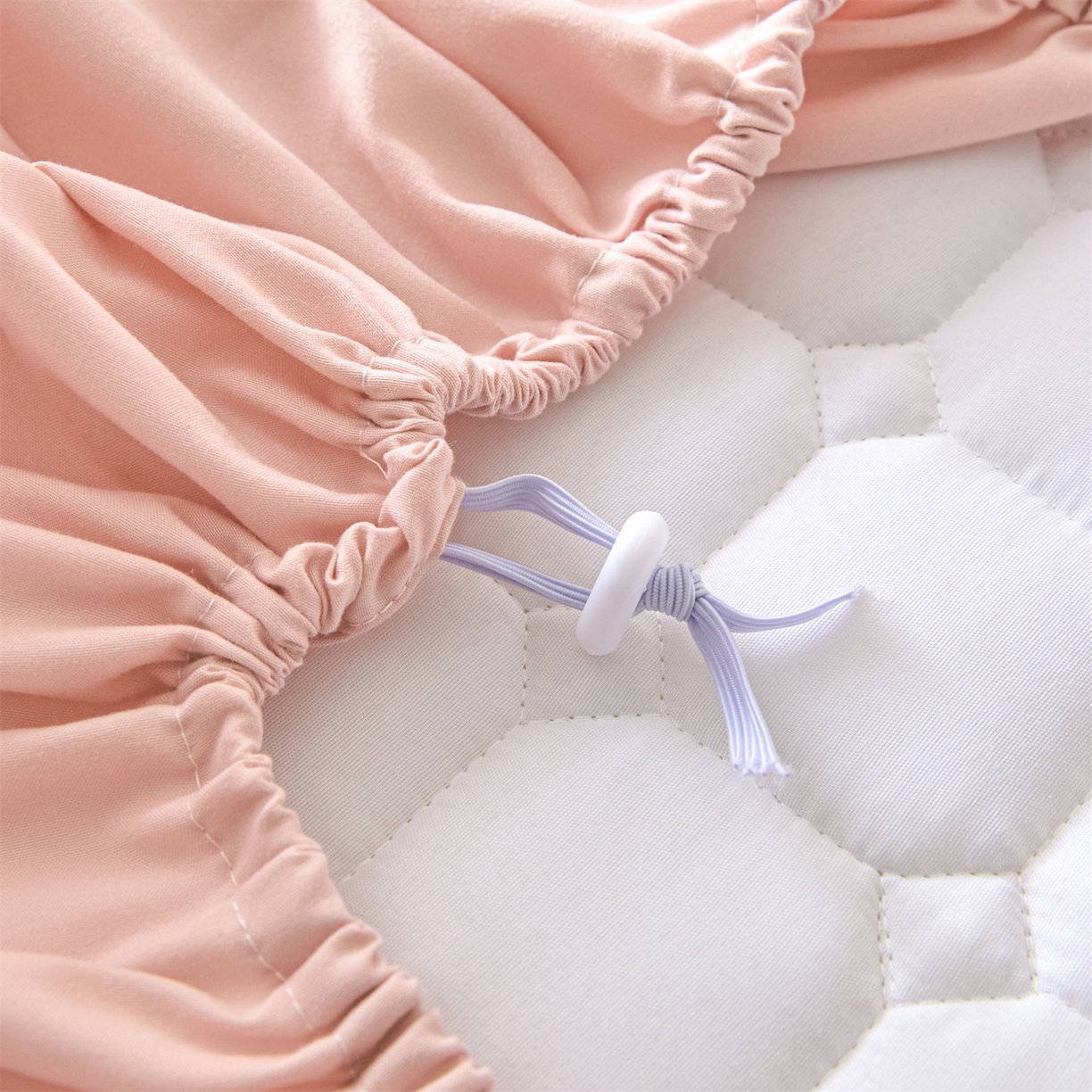 91家纺网 家纺一手货源 找家纺 居眠 2026新款A类棉花夹棉防水床笠-Hi smile Hi smile-粉