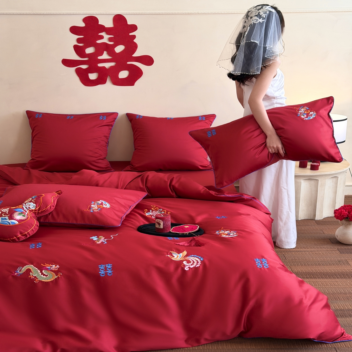 91家纺网 家纺一手货源 找家纺 （总）江涞  2026年新款100长绒棉高精密刺绣四件套—纳喜