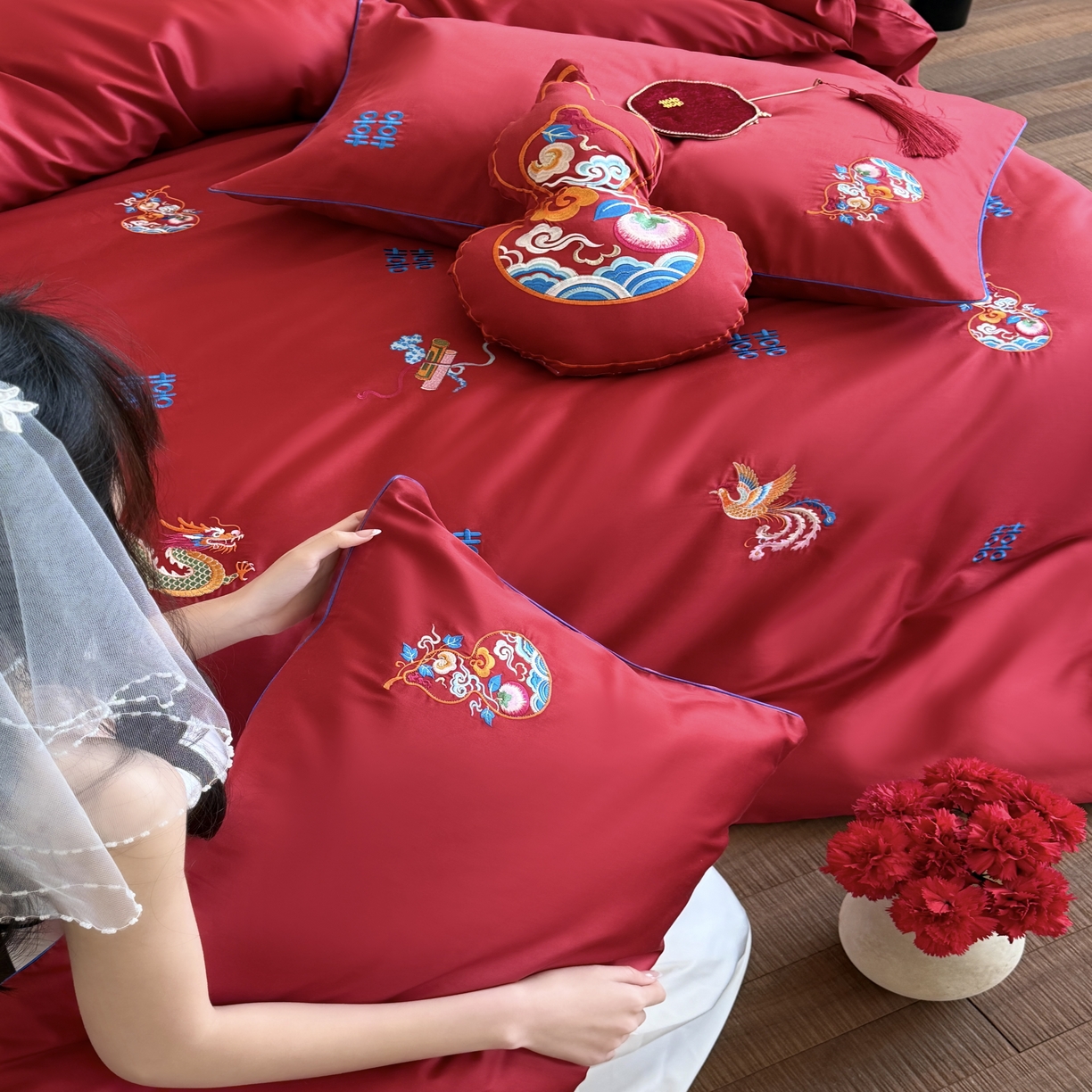 91家纺网 家纺一手货源 找家纺 （总）江涞  2026年新款100长绒棉高精密刺绣四件套—纳喜