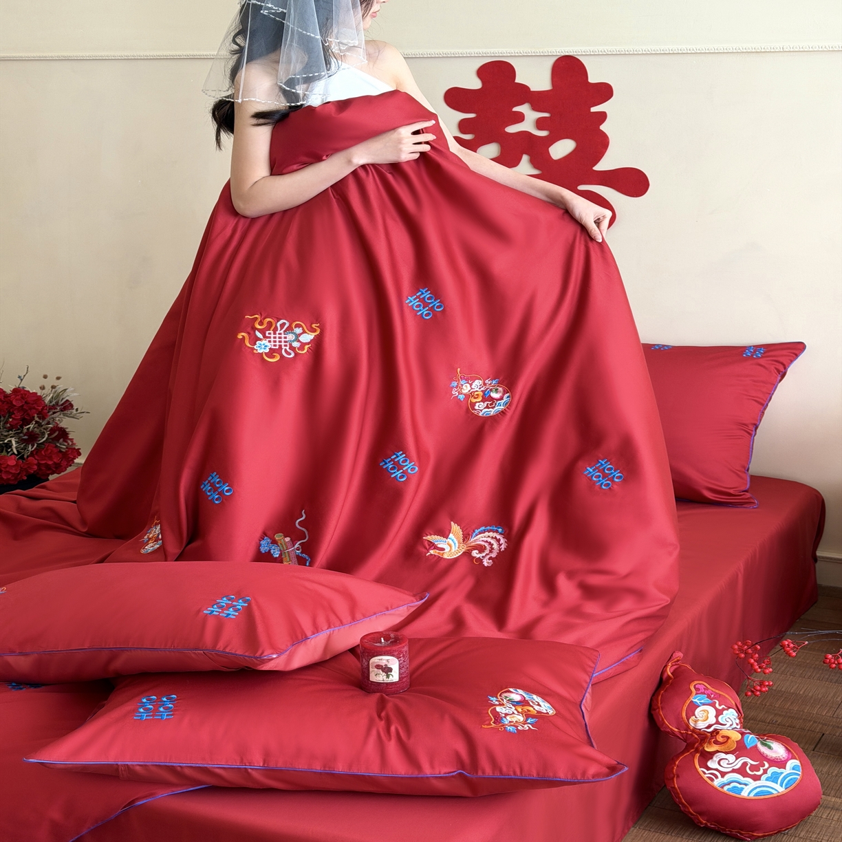 91家纺网 家纺一手货源 找家纺 （总）江涞  2026年新款100长绒棉高精密刺绣四件套—纳喜