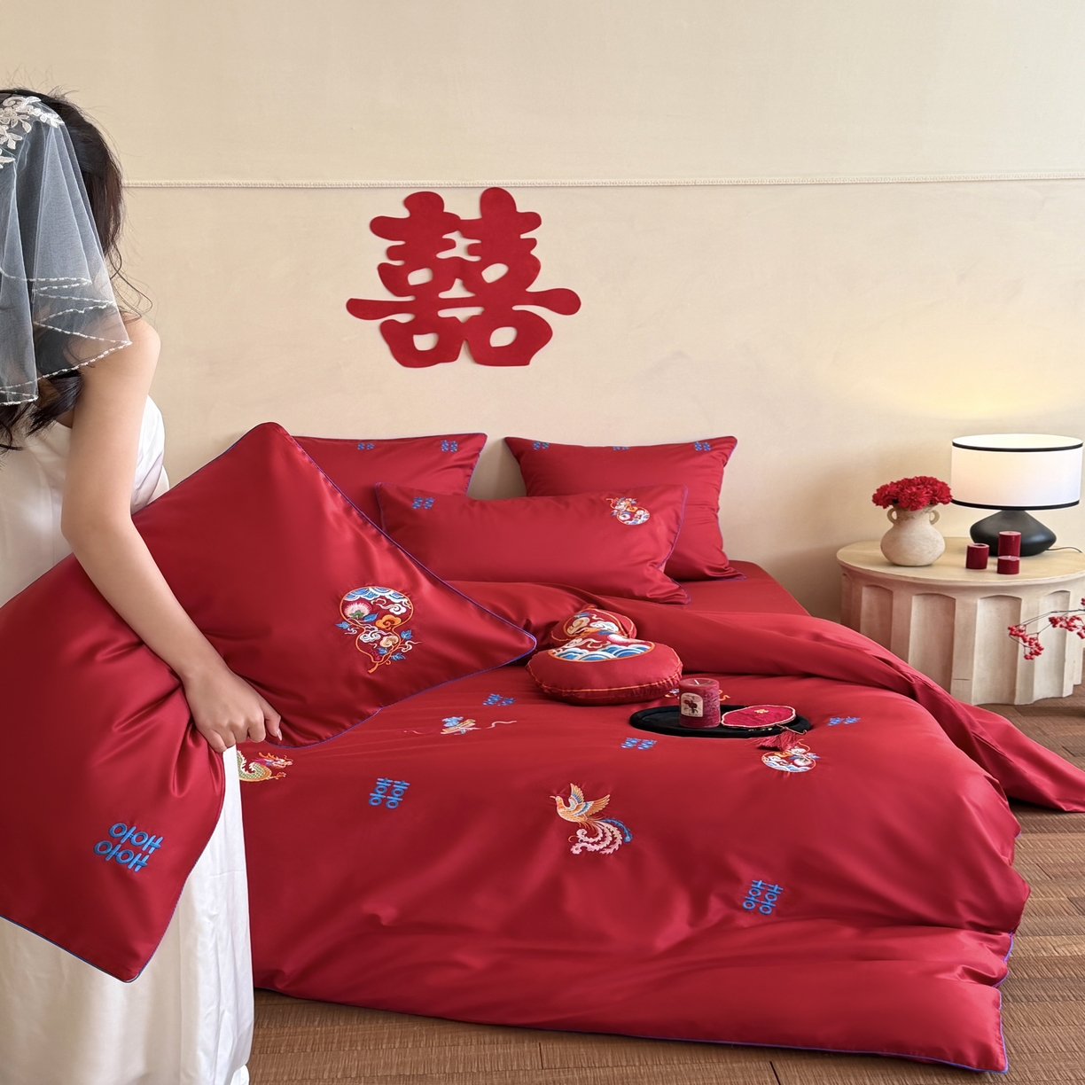 91家纺网 家纺一手货源 找家纺 （总）江涞  2026年新款100长绒棉高精密刺绣四件套—纳喜