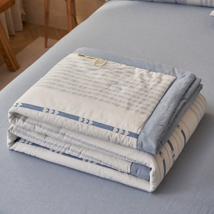 91家纺网 家纺一手货源 找家纺 （总）简如 2026新款全棉色织提花里外全棉夏凉被四件套