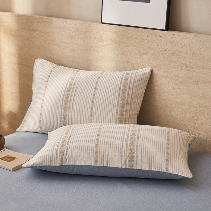 91家纺网 家纺一手货源 找家纺 简如 2026新款全棉色织提花里外全棉夏凉被四件套 柏锦-蓝