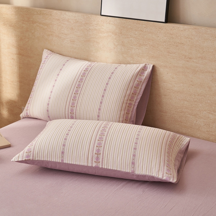 91家纺网 家纺一手货源 找家纺 简如 2026新款全棉色织提花里外全棉夏凉被四件套 柏锦-紫