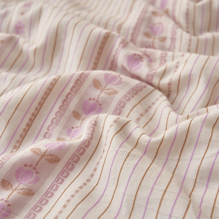 91家纺网 家纺一手货源 找家纺 简如 2026新款全棉色织提花里外全棉夏凉被四件套 柏锦-紫