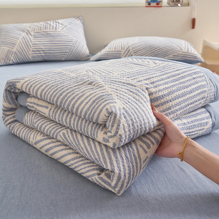 91家纺网 家纺一手货源 找家纺 （总）简如 2026新款里外全棉华夫格夏凉被四件套