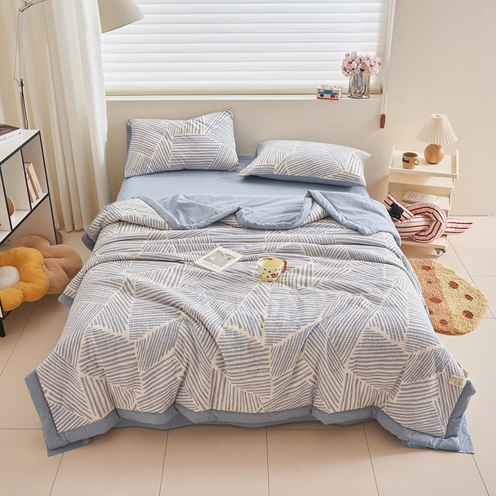 91家纺网 家纺一手货源 找家纺 （总）简如 2026新款里外全棉华夫格夏凉被四件套