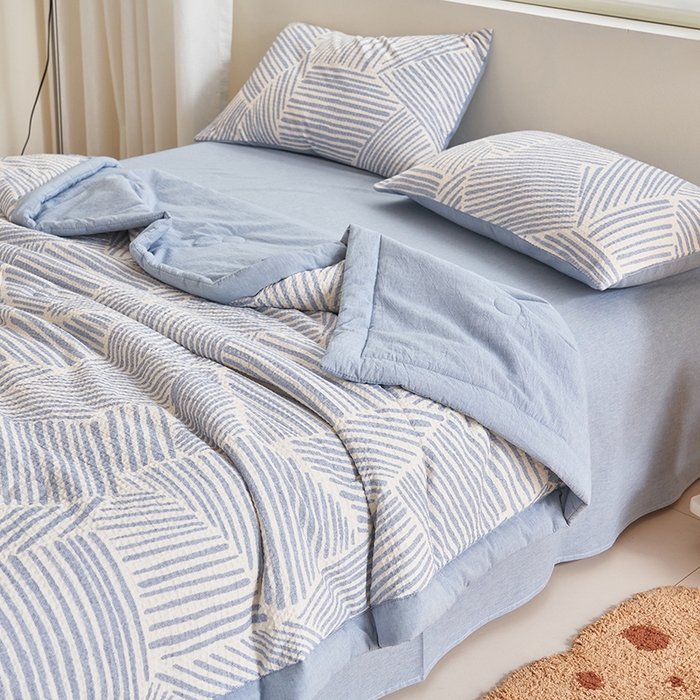 91家纺网 家纺一手货源 找家纺 （总）简如 2026新款里外全棉华夫格夏凉被四件套