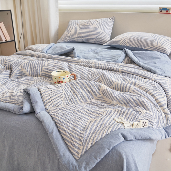 91家纺网 家纺一手货源 找家纺 （总）简如 2026新款里外全棉华夫格夏凉被四件套