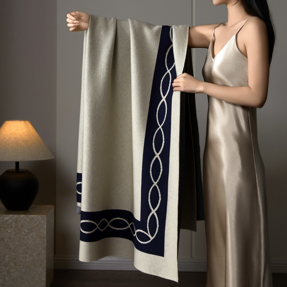 航途席业 2026春夏新款航空毯毛毯毯子 柏拉环-白