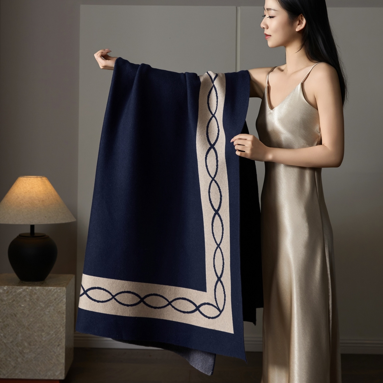 航途席业 2026春夏新款航空毯毛毯毯子 柏拉环-蓝