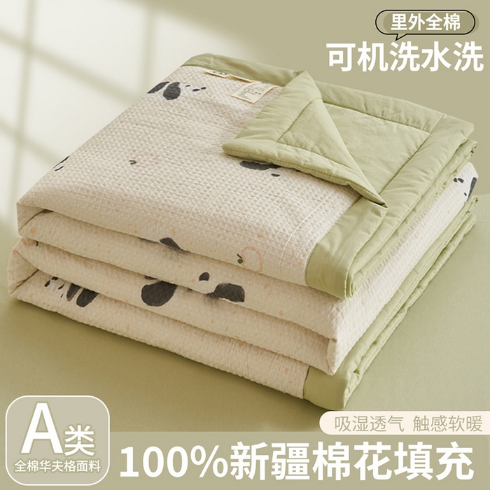 91家纺网 家纺一手货源 找家纺 简如 2026新款里外全棉华夫格夏凉被四件套 苏潘达-米
