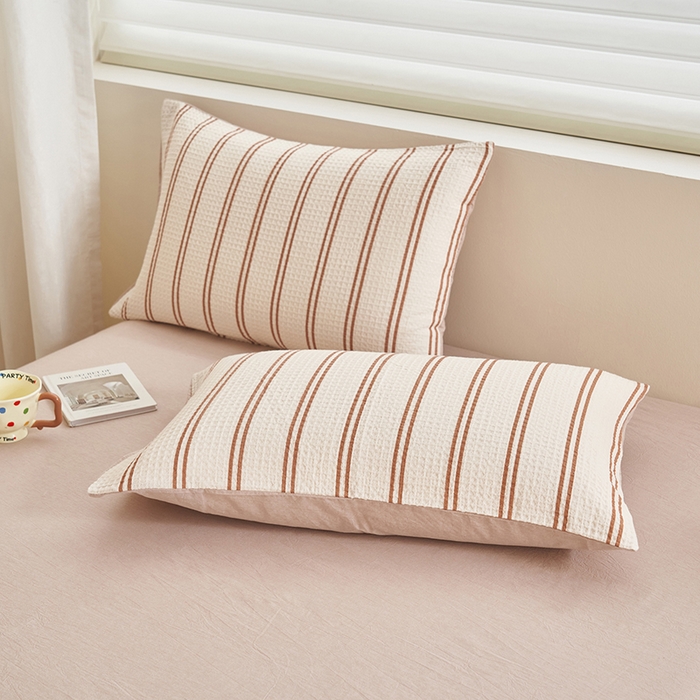 91家纺网 家纺一手货源 找家纺 简如 2026新款里外全棉华夫格夏凉被四件套 风月-米