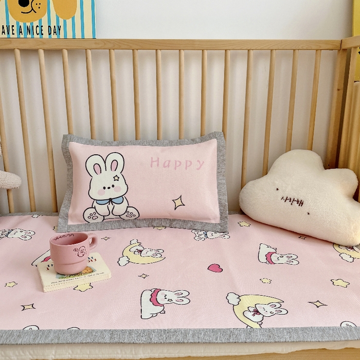 91家纺网 家纺一手货源 找家纺 萌宝家纺 2026新款A类儿童冰丝席900D加厚加密冰藤软席幼儿园席子 可爱兔子