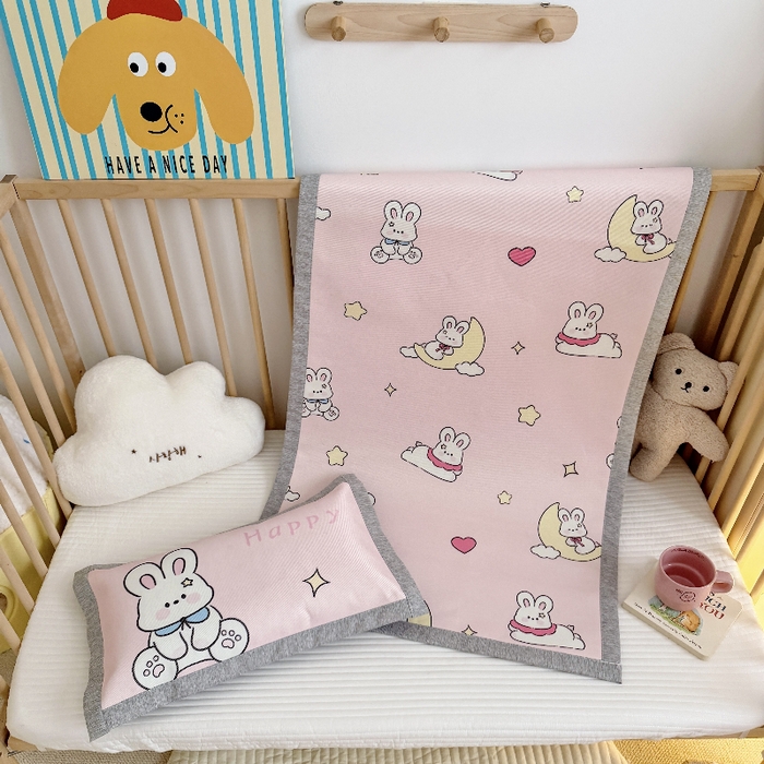 91家纺网 家纺一手货源 找家纺 萌宝家纺 2026新款A类儿童冰丝席900D加厚加密冰藤软席幼儿园席子 可爱兔子