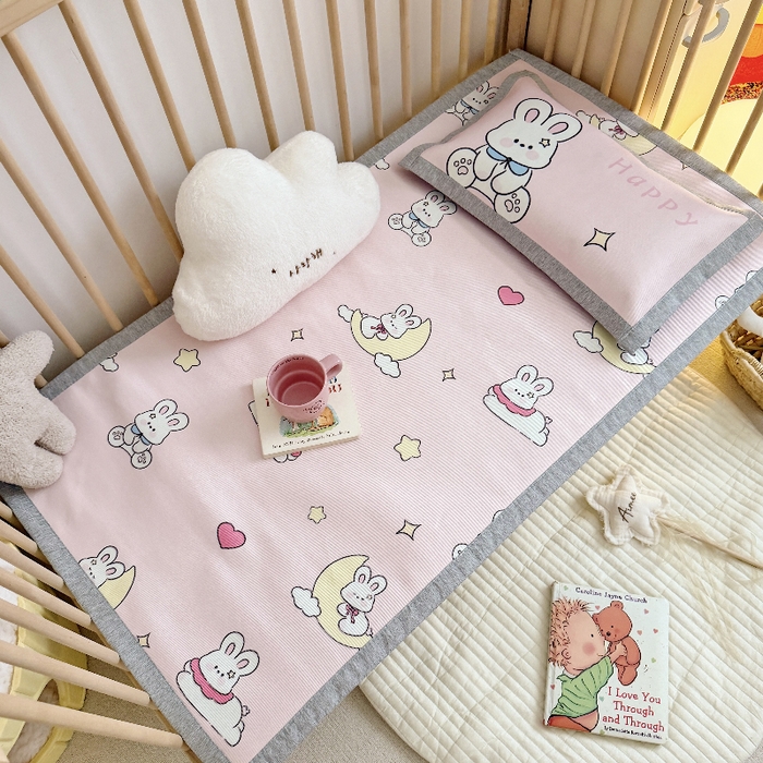 91家纺网 家纺一手货源 找家纺 萌宝家纺 2026新款A类儿童冰丝席900D加厚加密冰藤软席幼儿园席子 可爱兔子