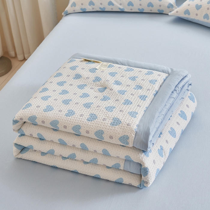 91家纺网 家纺一手货源 找家纺 简如 2026新款里外全棉华夫格夏凉被四件套 麦香