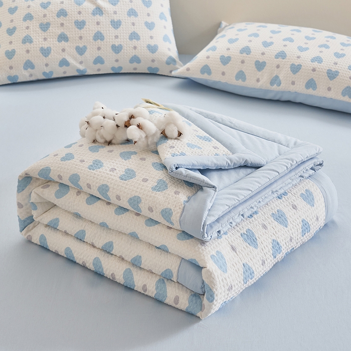 91家纺网 家纺一手货源 找家纺 简如 2026新款里外全棉华夫格夏凉被四件套 麦香