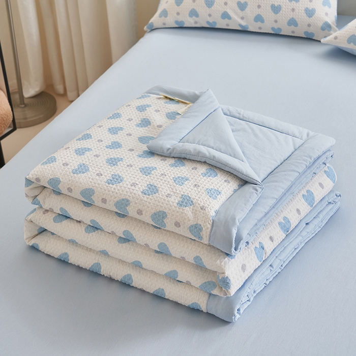 91家纺网 家纺一手货源 找家纺 简如 2026新款里外全棉华夫格夏凉被四件套 麦香