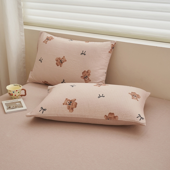 91家纺网 家纺一手货源 找家纺 简如 2026新款里外全棉华夫格夏凉被四件套 莫妮卡-卡其